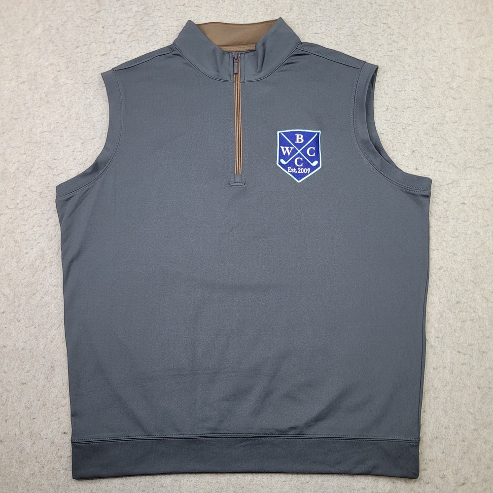 HL Sport 1/4 Zip Golf Vest Mens Large Gray Performance Luxury Pullover‎ Logo